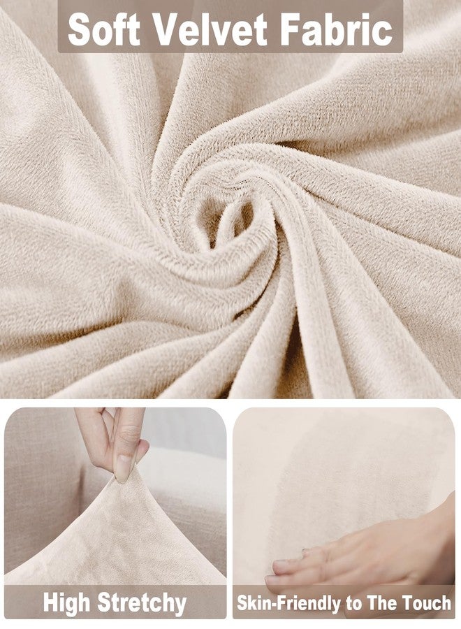 NAISI Sectional Couch Cover 1 Piece Velvet Separate Chaise Lounge Cover Soft Stretch Sofa Slipcovers for Left/Right Chaise Sectional Couch(Chaise Lounge,Beige) - Image 3